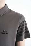 Koyu Gri Kol Baskı Detaylı Standart Kalıp Polo Yaka Erkek Çocuk T-Shirt - 11093 | 4-5 Yaş