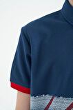 İndigo Baskı Detaylı Polo Yaka Standart Kalıp Erkek Çocuk T-Shirt - 11094