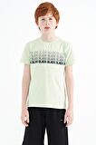 Açık Yeşil Yazı Baskılı O Yaka Standart Kalıp Erkek Çocuk T-Shirt - 11149