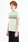 Açık Yeşil Yazı Baskılı O Yaka Standart Kalıp Erkek Çocuk T-Shirt - 11149