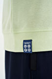 Açık Yeşil Ön Yazı Nakışlı O Yaka Oversize Erkek Çocuk T-Shirt - 11147