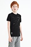 Siyah Minimal Yazı Baskılı Standart Kalıp O Yaka Erkek Çocuk T-Shirt - 11132 | 5-6 Yaş