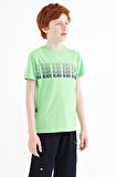 Neon Yeşil Yazı Baskılı O Yaka Standart Kalıp Erkek Çocuk T-Shirt - 11149 | 5-6 Yaş