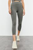 Çağla Yüksek Bel Kapri-Crop Atlet Slim Fit Kadın Tayt Takım - 95284 | L
