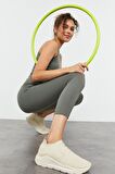 Çağla Yüksek Bel Kapri-Crop Atlet Slim Fit Kadın Tayt Takım - 95284 | L