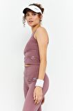Gül Kurusu Yüksek Bel Kapri-Crop Atlet Slim Fit Kadın Tayt Takım - 95284 | S