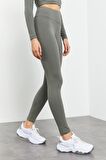Çağla Yüksek Bel Uzun Kollu Slim Fit Crop Top Kadın Tayt Takım - 95286 | M