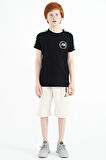Siyah Omuz Baskı Detaylı Standart Kalıp O Yaka Erkek Çocuk T-Shirt - 11121 | 5-6 Yaş
