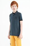 Orman Yeşili Yakası Renk Bloklu Baskı Detaylı Standart Kalıp Erkek Çocuk T-Shirt - 11111 | 12-13 Yaş