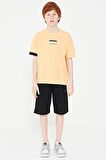 Kavun Içi Yazı Nakışlı O Yaka Oversize Erkek Çocuk T-Shirt - 11146
