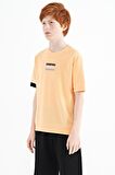 Kavun Içi Yazı Nakışlı O Yaka Oversize Erkek Çocuk T-Shirt - 11146