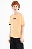 Kavun Içi Yazı Nakışlı O Yaka Oversize Erkek Çocuk T-Shirt - 11146