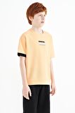 Kavun Içi Yazı Nakışlı O Yaka Oversize Erkek Çocuk T-Shirt - 11146