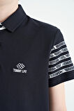 Lacivert Kol Baskı Detaylı Standart Kalıp Polo Yaka Erkek Çocuk T-Shirt - 11093 | 4-5 Yaş