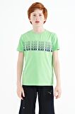Neon Yeşil Yazı Baskılı O Yaka Standart Kalıp Erkek Çocuk T-Shirt - 11149 | 10-11 Yaş