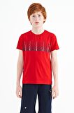 Kırmızı Yazı Baskılı O Yaka Standart Kalıp Erkek Çocuk T-Shirt - 11149 | 3-4 Yaş