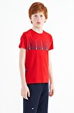 Kırmızı Yazı Baskılı O Yaka Standart Kalıp Erkek Çocuk T-Shirt - 11149 | 3-4 Yaş
