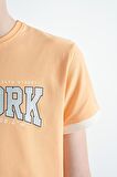 Kavun Içi Yazı Baskılı Standart Kalıp O Yaka Erkek  Çocuk T-Shirt - 11105