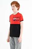 Fiesta Baskı Detaylı Renk Bloklu Standart Kalıp O Yaka Erkek Çocuk T-Shirt - 11107 | 12-13 Yaş
