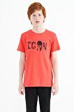 Coral Ön Yazı Nakışlı O Yaka Standart Kalıp Erkek  Çocuk T-Shirt - 11118 | 6-7 Yaş