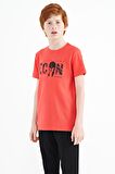 Coral Ön Yazı Nakışlı O Yaka Standart Kalıp Erkek  Çocuk T-Shirt - 11118 | 6-7 Yaş