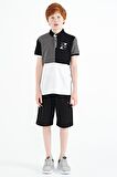 Koyu Gri Renk Bloklu Nakış Detaylı Standart Kalıp Polo Yaka Erkek Çocuk T-Shirt - 11108 | 12-13 Yaş