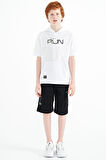 Beyaz Kanguru Cepli Kapüşonlu Oversize Erkek Çocuk T-Shirt - 11160 | 7-8 Yaş