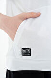 Beyaz Kanguru Cepli Kapüşonlu Oversize Erkek Çocuk T-Shirt - 11160 | 7-8 Yaş