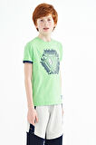 Neon Yeşil Kol Ucu Renkli Detaylı Baskılı Standart Kalıp Erkek Çocuk T-Shirt - 11156 | 3-4 Yaş