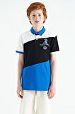 Saks Renk Bloklu Nakış Detaylı Standart Kalıp Polo Yaka Erkek Çocuk T-Shirt - 11088 | 14-15 Yaş