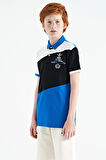 Saks Renk Bloklu Nakış Detaylı Standart Kalıp Polo Yaka Erkek Çocuk T-Shirt - 11088 | 14-15 Yaş