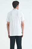 Beyaz Yazı Nakışlı Baskı Detaylı Standart Kalıp Polo Yaka Erkek T-Shirt - 88239