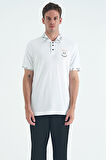 Beyaz Yazı Nakışlı Baskı Detaylı Standart Kalıp Polo Yaka Erkek T-Shirt - 88239
