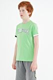 Neon Yeşil Yazı Baskılı Standart Kalıp O Yaka Erkek  Çocuk T-Shirt - 11105 | 12-13 Yaş