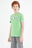 Neon Yeşil Yazı Baskılı Standart Kalıp O Yaka Erkek  Çocuk T-Shirt - 11105 | 12-13 Yaş
