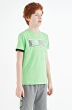 Neon Yeşil Yazı Baskılı Standart Kalıp O Yaka Erkek  Çocuk T-Shirt - 11105 | 12-13 Yaş