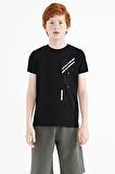 Siyah Baskı Detaylı O Yaka Standart Kalıp Erkek Çocuk T-Shirt - 11131 | 9-10 Yaş