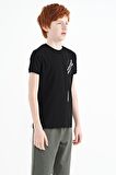 Siyah Baskı Detaylı O Yaka Standart Kalıp Erkek Çocuk T-Shirt - 11131 | 9-10 Yaş