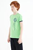 Neon Yeşil Baskı Detaylı O Yaka Standart Kalıp Erkek Çocuk T-Shirt - 11131 | 14-15 Yaş