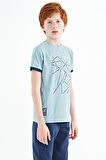 Açık Mavi Minimal Yazı Baskılı Standart Kalıp O Yaka Erkek Çocuk T-Shirt - 11132 | 12-13 Yaş