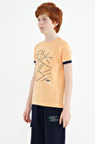 Kavun Içi Minimal Yazı Baskılı Standart Kalıp O Yaka Erkek Çocuk T-Shirt - 11132