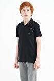 Lacivert Kol Gögüs Nakış Detaylı Standart Kalıp Polo Yaka Erkek Çocuk T-Shirt - 11086 | 11-12 Yaş
