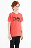 Coral Ön Yazı Nakışlı O Yaka Standart Kalıp Erkek  Çocuk T-Shirt - 11118 | 11-12 Yaş