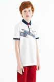 Beyaz Baskı Detaylı Standart Kalıp Polo Yaka Erkek Çocuk T-Shirt - 11154 | 3-4 Yaş