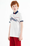 Beyaz Baskı Detaylı Standart Kalıp Polo Yaka Erkek Çocuk T-Shirt - 11154 | 3-4 Yaş