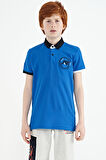 Saks Kol Ucu Renkli Logo Nakışlı Standart Kalıp Polo Yaka Erkek Çocuk T-Shirt - 11138 | 12-13 Yaş