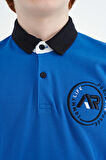 Saks Kol Ucu Renkli Logo Nakışlı Standart Kalıp Polo Yaka Erkek Çocuk T-Shirt - 11138 | 12-13 Yaş