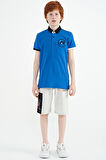 Saks Kol Ucu Renkli Logo Nakışlı Standart Kalıp Polo Yaka Erkek Çocuk T-Shirt - 11138 | 12-13 Yaş