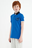 Saks Kol Ucu Renkli Logo Nakışlı Standart Kalıp Polo Yaka Erkek Çocuk T-Shirt - 11138 | 12-13 Yaş