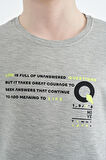 Gri Melanj Baskı Detaylı O Yaka Standart Kalıp Erkek Çocuk T-Shirt - 11145